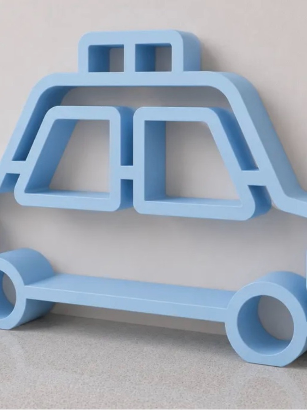 Light Blue Car-Shaped Wall Shelf - Kids Room Decor